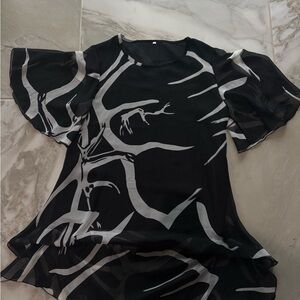 Chic Black and Gray Women's Top